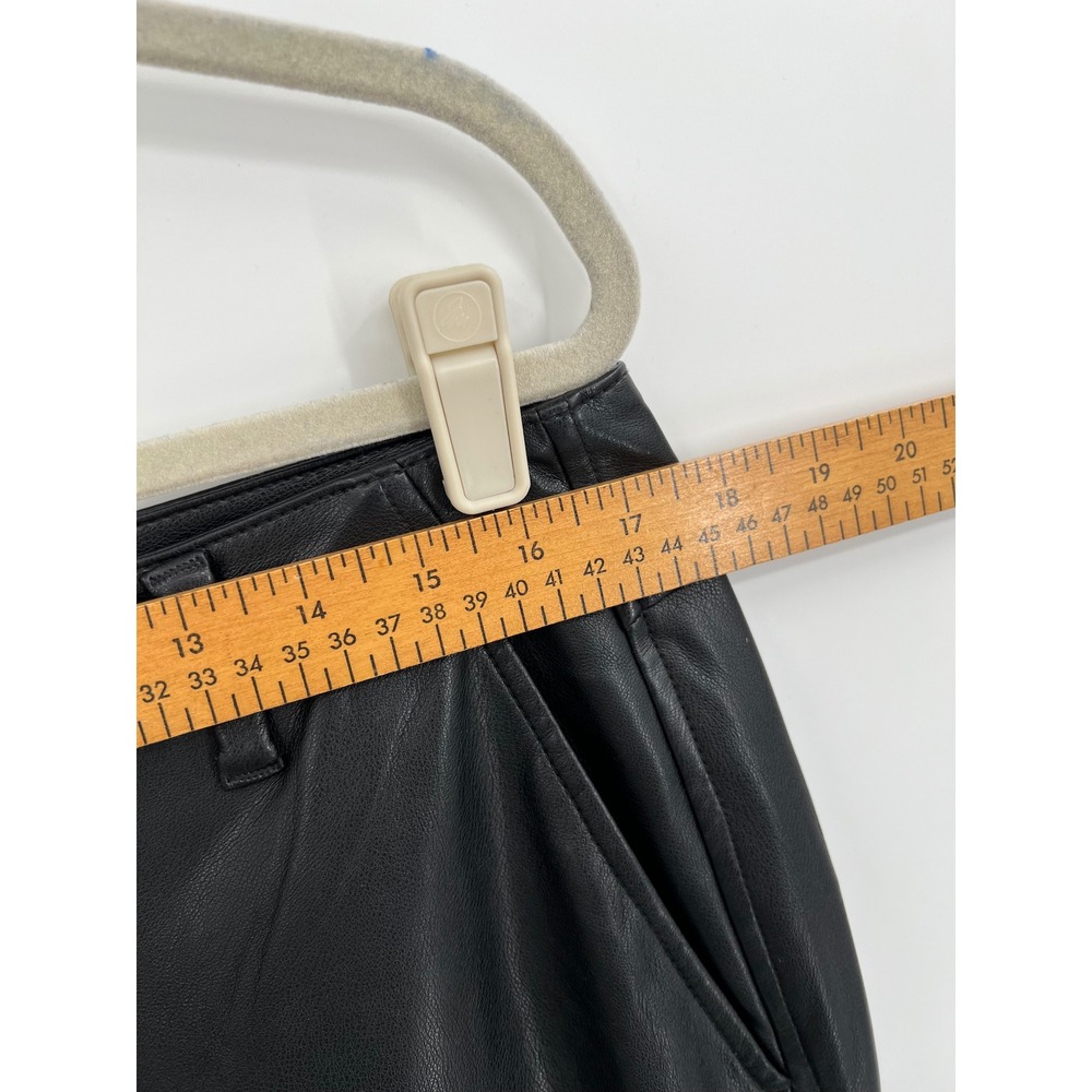 Gap Women Black Faux Leather Straight Leg Pants Size 10 Vegan Leather Trousers - Picture 7 of 11